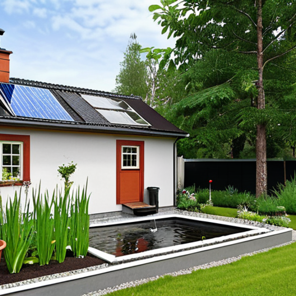 **Image Prompt 1: Energy Independence**
    A modern, cozy Swedish villa bathed in bright sunlight, featuring prominent, sleek solar panels on its roof. The scene evokes a sense of energy independence and tranquility. A subtle glow emanates from the solar panels, or a symbolic electricity meter is visible, showing a backward arrow, emphasizing self-sufficiency and financial savings. The landscape around the house is lush and green, representing harmony with nature.